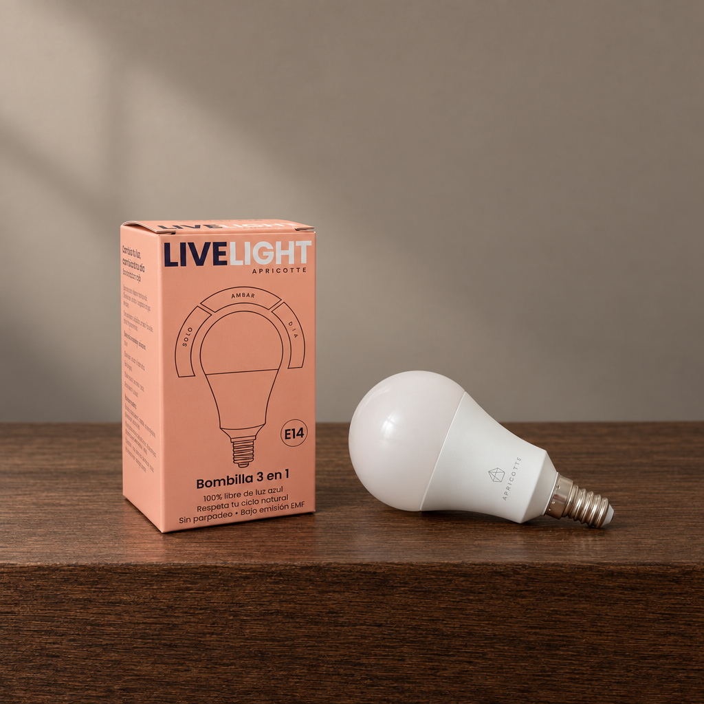 Bombilla E14 3 en 1 – luz roja, ámbar y día