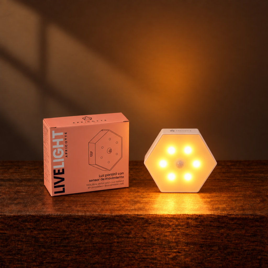 Luz ámbar cálida portátil con sensor de movimiento – recargable